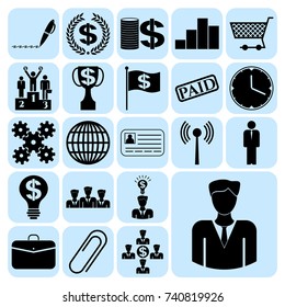 Set of 22 business high quality symbols. Collection. Detailed design. Vector Illustration.