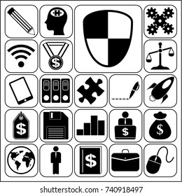 Set of 22 business high quality symbols. Collection. Amazing desing. Vector Illustration.
