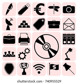 Set of 22 business high quality symbols or icons. Collection. Amazing desing. Vector Illustration.