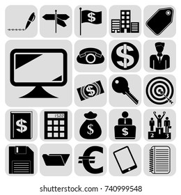 Set of 22 business high quality symbols. Collection. Flat design. Vector Illustration.