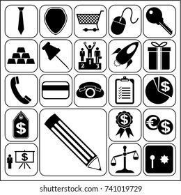 Set of 22 business high quality icons. Collection. Amazing desing. Vector Illustration.