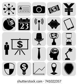 Set of 22 business high quality symbols. Collection. Flat design. Vector Illustration.