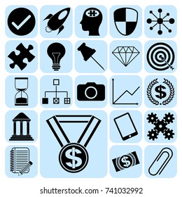 Set of 22 business high quality symbols. Collection. Flat design. Vector Illustration.