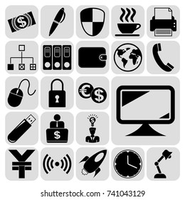 Set of 22 business high quality icons or symbols. Collection. Amazing desing. Vector Illustration.