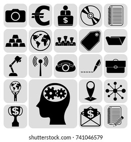 Set of 22 business high quality symbols. Collection. Detailed design. Vector Illustration.