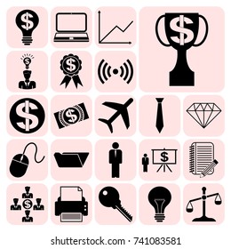 Set of 22 business high quality symbols. Collection. Detailed design. Vector Illustration.