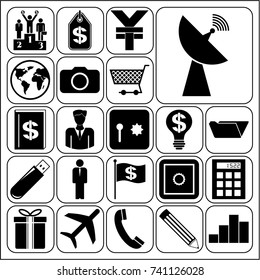 Set of 22 business high quality icons or symbols. Collection. Detailed design. Vector Illustration.