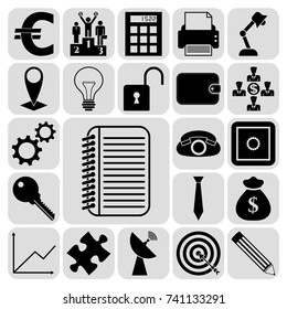 Set of 22 business high quality icons. Collection. Detailed design. Vector Illustration.