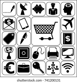 Set of 22 business high quality symbols or icons. Collection. Amazing desing. Vector Illustration.