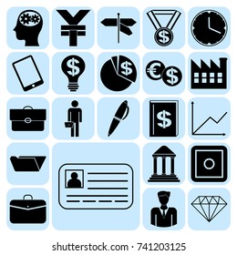 Set of 22 business high quality symbols or icons. Collection. Detailed design. Vector Illustration.