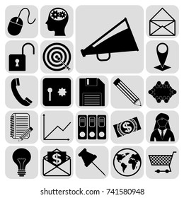 Set of 22 business high quality symbols. Collection. Detailed design. Vector Illustration.