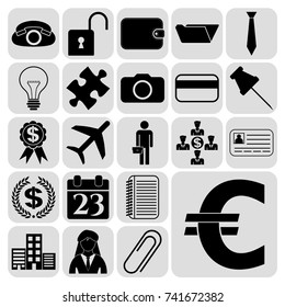 Set of 22 business high quality symbols. Collection. Detailed design. Vector Illustration.