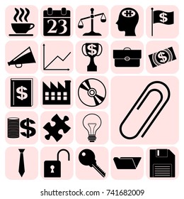Set of 22 business high quality symbols. Collection. Amazing desing. Vector Illustration.