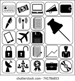 Set of 22 business high quality symbols. Collection. Detailed design. Vector Illustration.