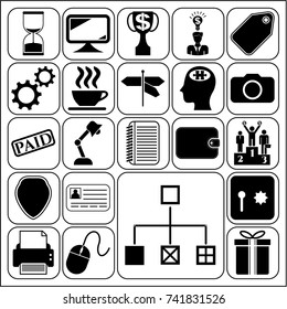 Set of 22 business high quality symbols or icons. Collection. Flat design. Vector Illustration.