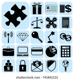 Set of 22 business high quality symbols. Collection. Amazing desing. Vector Illustration.