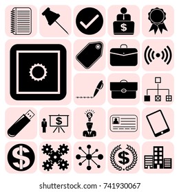 Set of 22 business high quality symbols. Collection. Flat design. Vector Illustration.