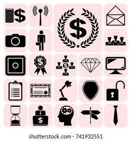 Set of 22 business high quality icons or symbols. Collection. Amazing desing. Vector Illustration.