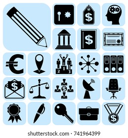 Set of 22 business high quality symbols or icons. Collection. Amazing desing. Vector Illustration.