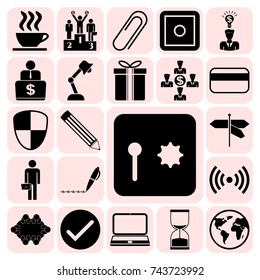 Set of 22 business high quality symbols. Collection. Detailed design. Vector Illustration.