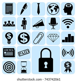 Set of 22 business high quality symbols or icons. Collection. Amazing desing. Vector Illustration.