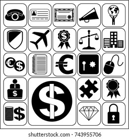 Set of 22 business high quality symbols. Collection. Detailed design. Vector Illustration.