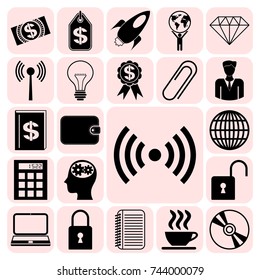 Set of 22 business high quality symbols. Collection. Flat design. Vector Illustration.