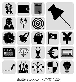 Set of 22 business high quality symbols. Collection. Flat design. Vector Illustration. Set of 22 business high quality symbols. Collection. Flat design. Vector Illustration.