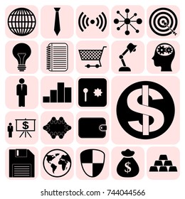 Set of 22 business high quality symbols. Collection. Detailed design. Vector Illustration.