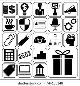 Set of 22 business high quality symbols. Collection. Detailed design. Vector Illustration.