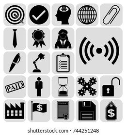 Set of 22 business high quality icons. Collection. Flat design. Vector Illustration.