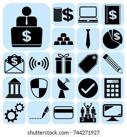 Set of 22 business high quality symbols. Collection. Flat design. Vector Illustration.