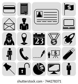 Set of 22 business high quality icons. Collection. Amazing desing. Vector Illustration.