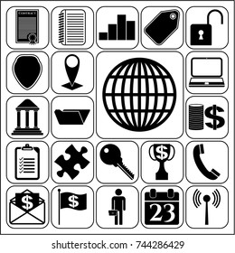 Set of 22 business high quality icons. Collection. Amazing desing. Vector Illustration.