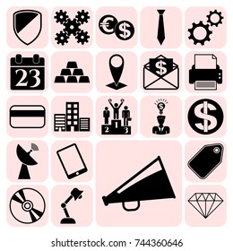Set of 22 business high quality symbols or icons. Collection. Amazing desing. Vector Illustration.