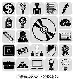 Set of 22 business high quality icons. Collection. Flat design. Vector Illustration.