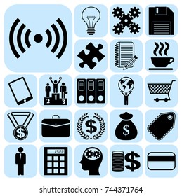 Set of 22 business high quality symbols or icons. Collection. Amazing desing. Vector Illustration.