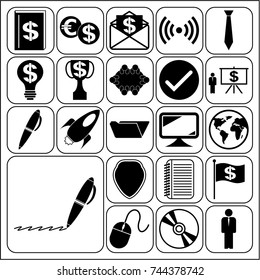 Set of 22 business high quality symbols. Collection. Flat design. Vector Illustration.