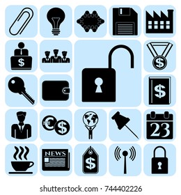 Set of 22 business high quality icons. Collection. Detailed design. Vector Illustration.