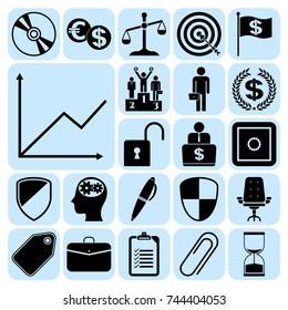 Set of 22 business high quality symbols. Collection. Flat design. Vector Illustration.