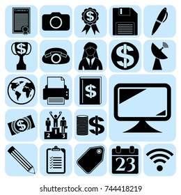 Set of 22 business high quality symbols. Collection. Detailed design. Vector Illustration.