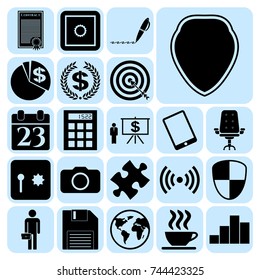 Set of 22 business high quality icons. Collection. Flat design. Vector Illustration.