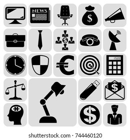 Set of 22 business high quality symbols. Collection. Detailed design. Vector Illustration.