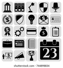 Set of 22 business high quality symbols or icons. Collection. Amazing desing. Vector Illustration.