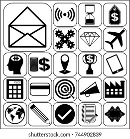 Set of 22 business high quality icons. Collection. Detailed design. Vector Illustration.