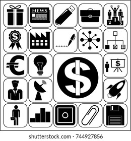 Set of 22 business high quality icons or symbols. Collection. Detailed design. Vector Illustration.