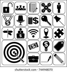 Set of 22 business high quality symbols or icons. Collection. Amazing desing. Vector Illustration.