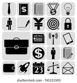 Set of 22 business high quality symbols. Collection. Flat design. Vector Illustration.