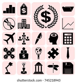 Set of 22 business high quality symbols or icons. Collection. Detailed design. Vector Illustration.