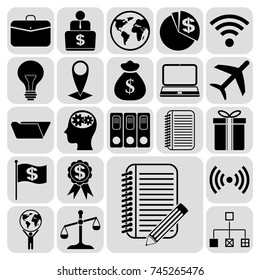 Set of 22 business high quality symbols. Collection. Detailed design. Vector Illustration.